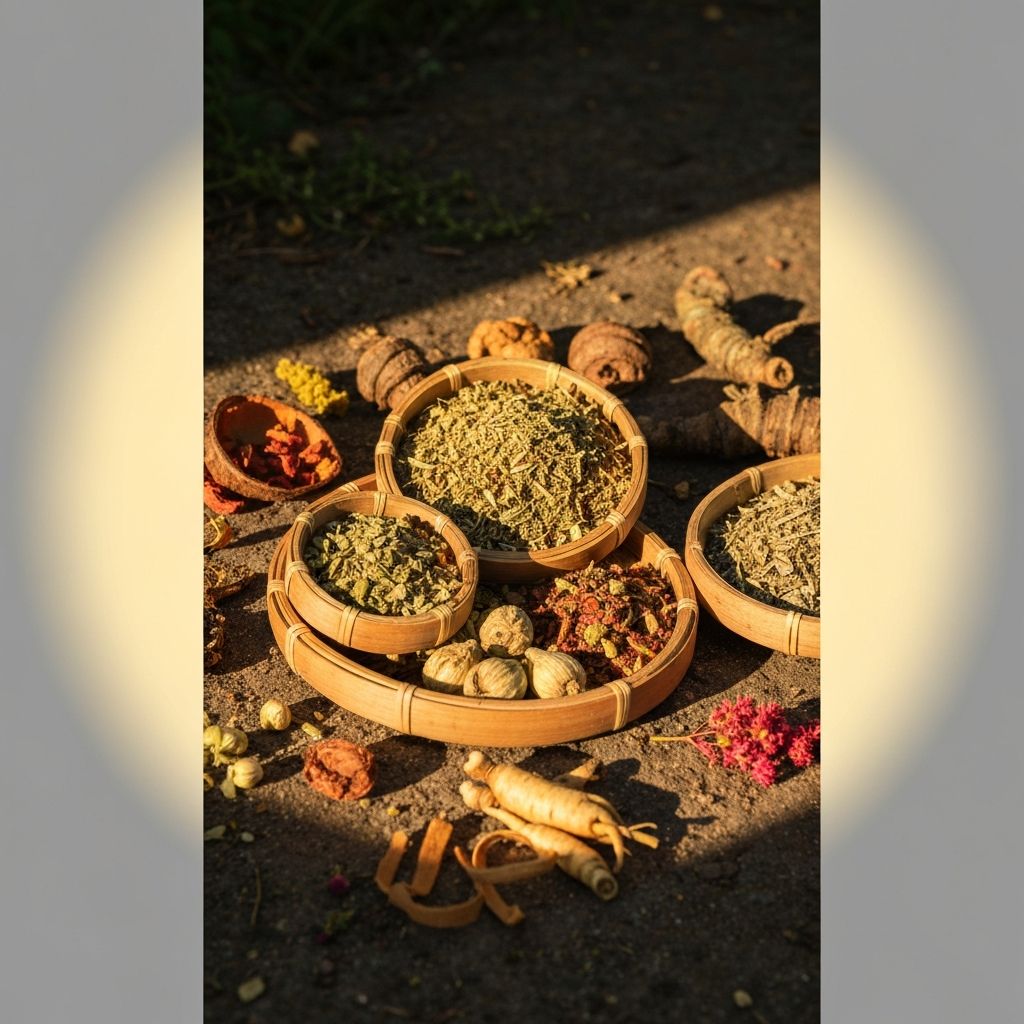 Tanaman herbal adaptogen tradisional yang dikeringkan
